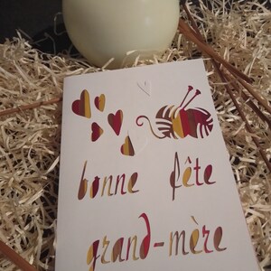 carte de fête des grand-mères en marqueterie de paille réalisée par mes soins straw marquetry mother's day card