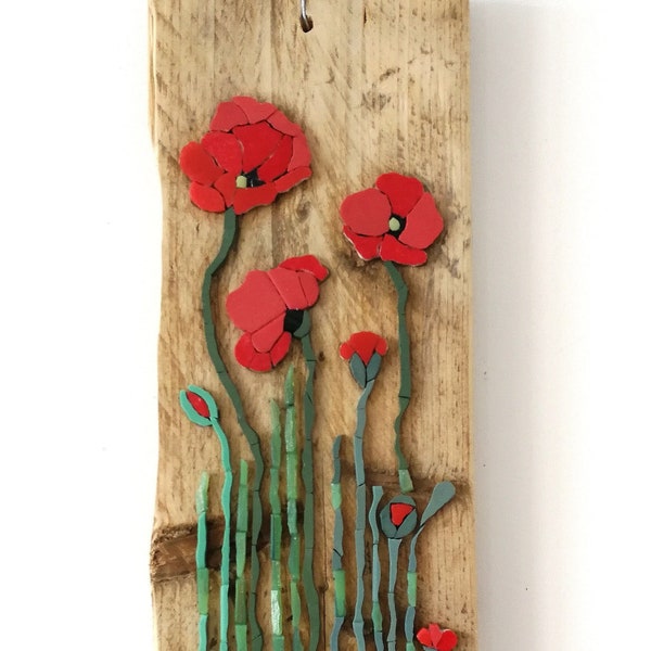 Tableau coquelicots en mosaïque