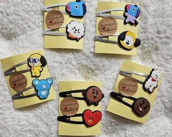 handmade BT21 Haarspangen-Sets, Glitzer, versch. Versionen