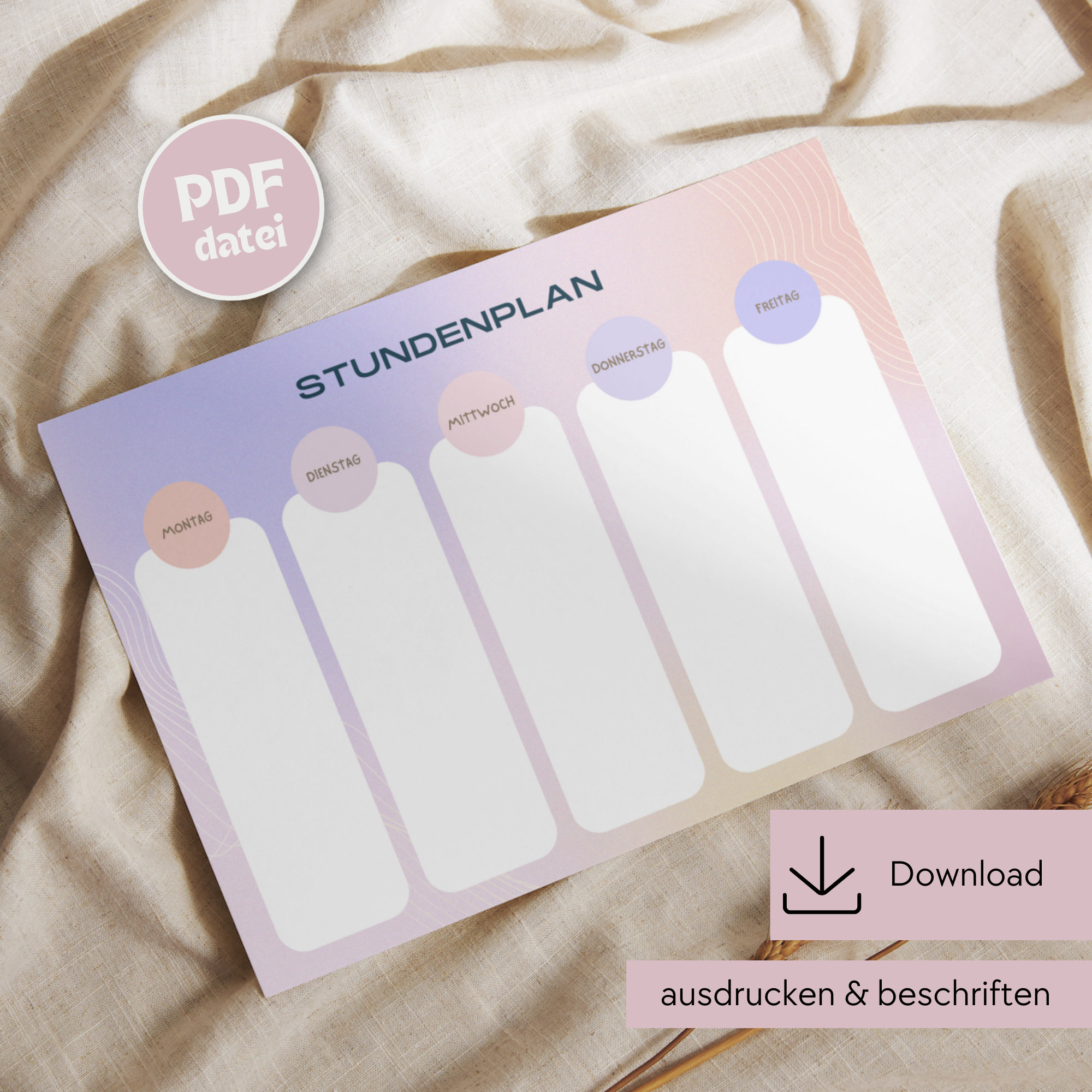 Stundenplan zum Ausdrucken, Stundenplan Download, Stundenplan DIN A4