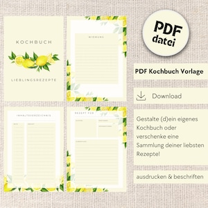 PDF cookbook template | Recipe book template for printing | Family recipe template DIY | Canva template German | Wedding gift idea