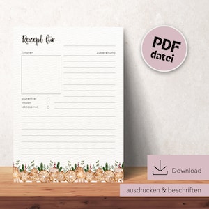 Christmas recipe template for printing, recipe DIN A4 for printing, digital download, printable recipe template, template German