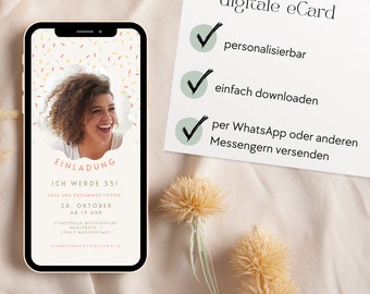 digitale verjaardagsuitnodiging, digitale verjaardagsuitnodiging, eCard verjaardag, uitnodiging versturen via WhatsApp, gepersonaliseerde uitnodiging