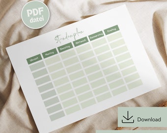 Timetable to print, timetable download, timetable DIN A4, timetable PDF printable, timetable digital, timetable school