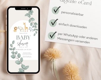 Digital baby shower invitation, eCards baby shower, baby shower invitation card, invitation via WhatsApp, gender reveal invitation digital