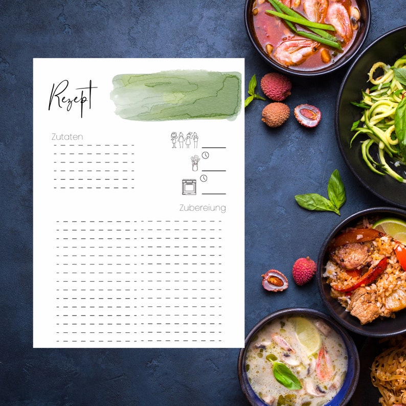 Recipe Template for Printing, Recipe DIN A4 for Printing, Digital ...