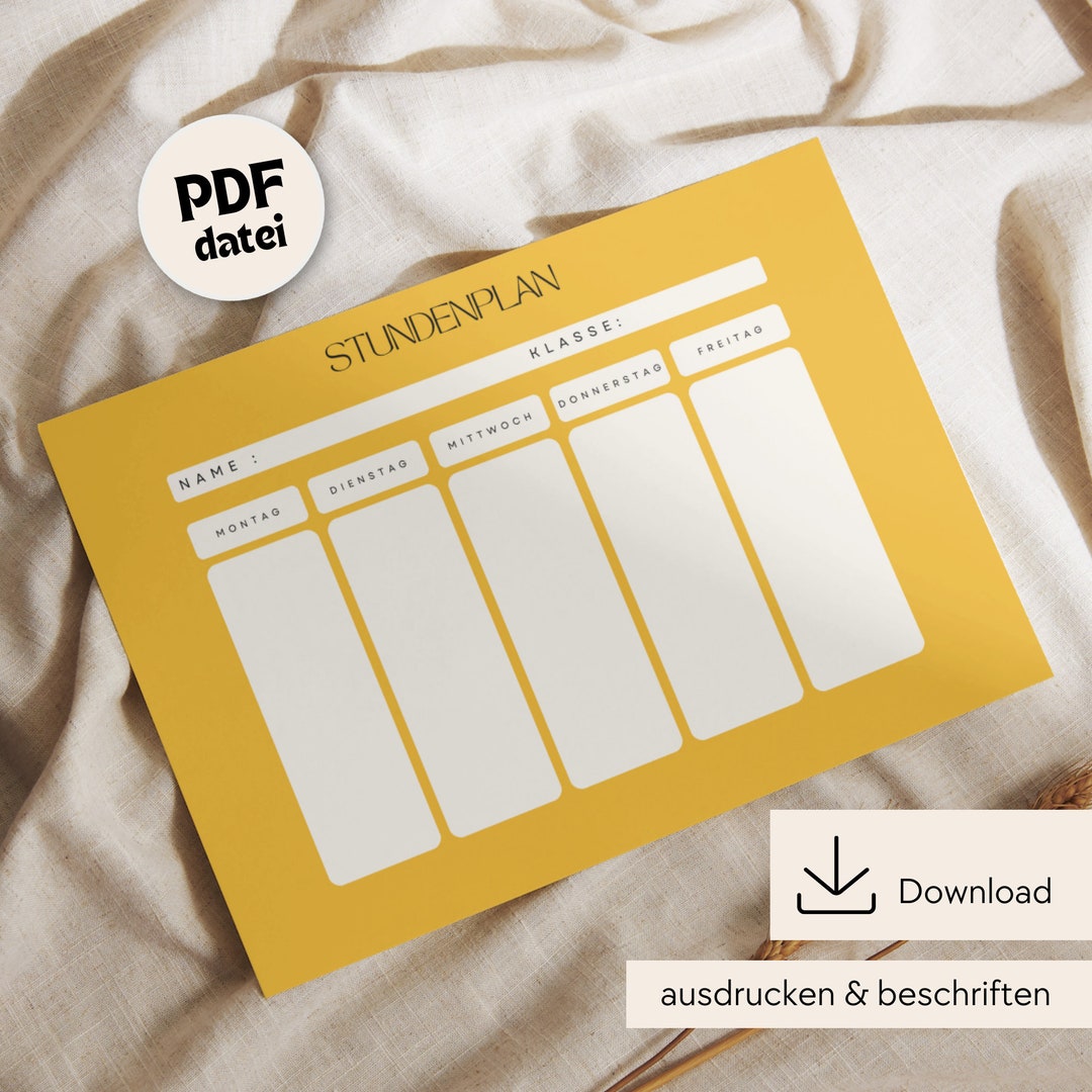 Stundenplan zum Ausdrucken, Stundenplan Download, Stundenplan DIN A4