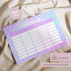 Timetable to print, timetable download, timetable DIN A4, timetable PDF printable, timetable digital, timetable school