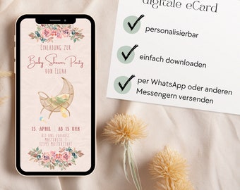 Digital Baby Shower Invitation | Baby Shower Invitation PNG | Canva Template Baby Shower Invitation DIY | Instant Download Baby Shower Invitation