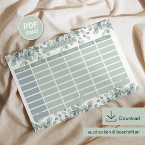 Timetable to print, timetable download, timetable DIN A4, timetable PDF printable, timetable digital, timetable school