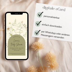 Digitale Baby Shower Einladung, eCards Babyparty, Babyshower Einladungskarte, Einladung per WhatsApp, Gender Reveal Einladung digital