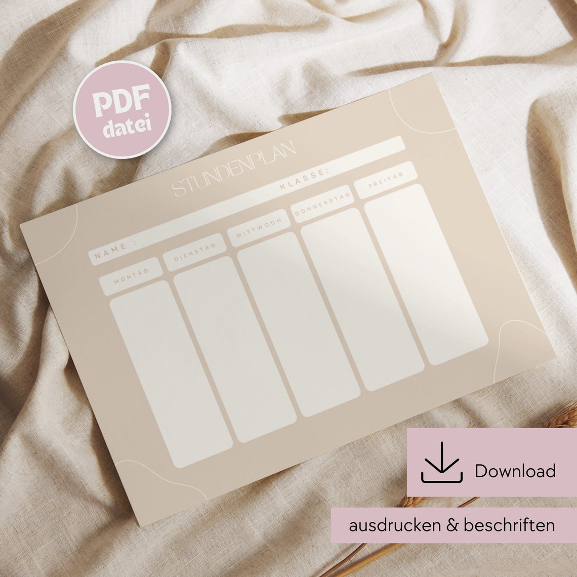 Stundenplan zum Ausdrucken, Stundenplan Download, Stundenplan DIN A4