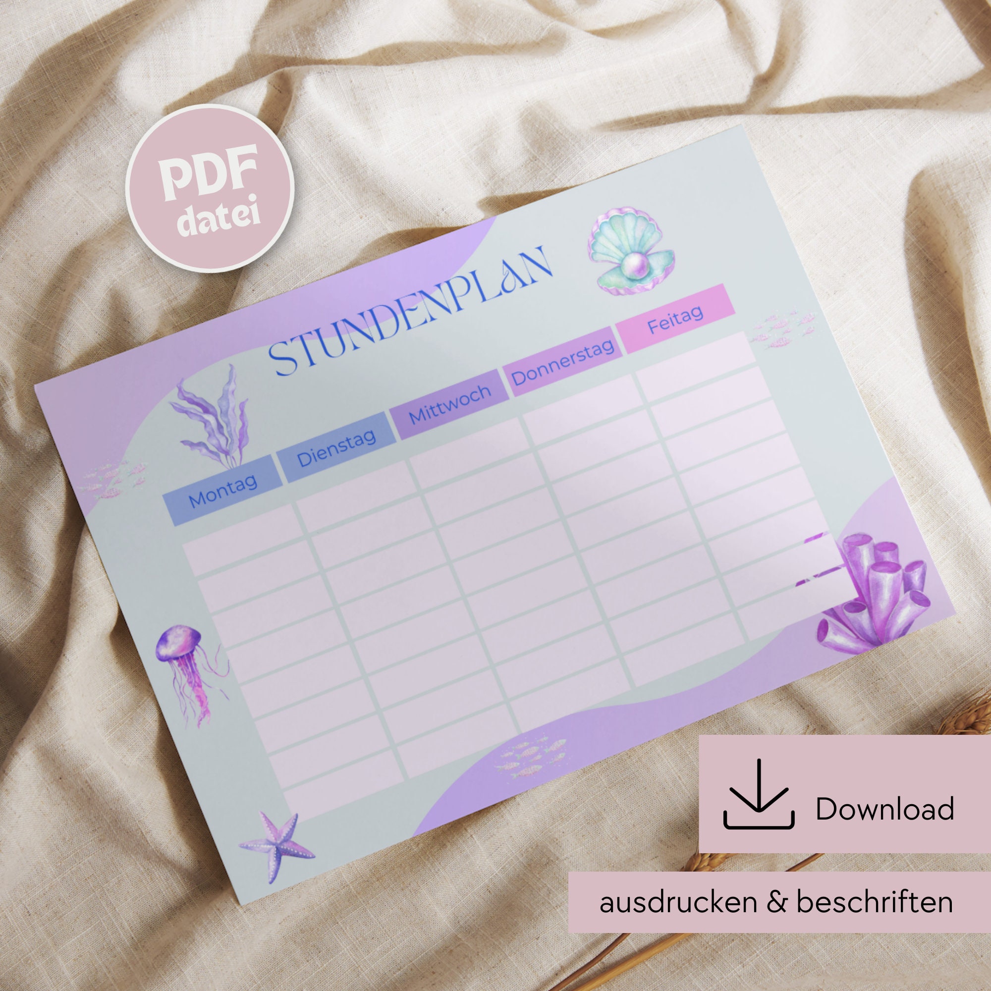 Stundenplan zum Ausdrucken, Stundenplan Download, Stundenplan DIN A4