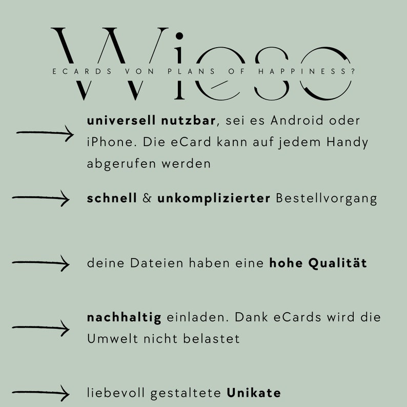 May include: A graphic with a black arrow pointing to the right and the text "universell nutzbar, sei es Android oder iPhone. Die eCard kann auf jedem Handy abgerufen werden" in black text on a light green background.
