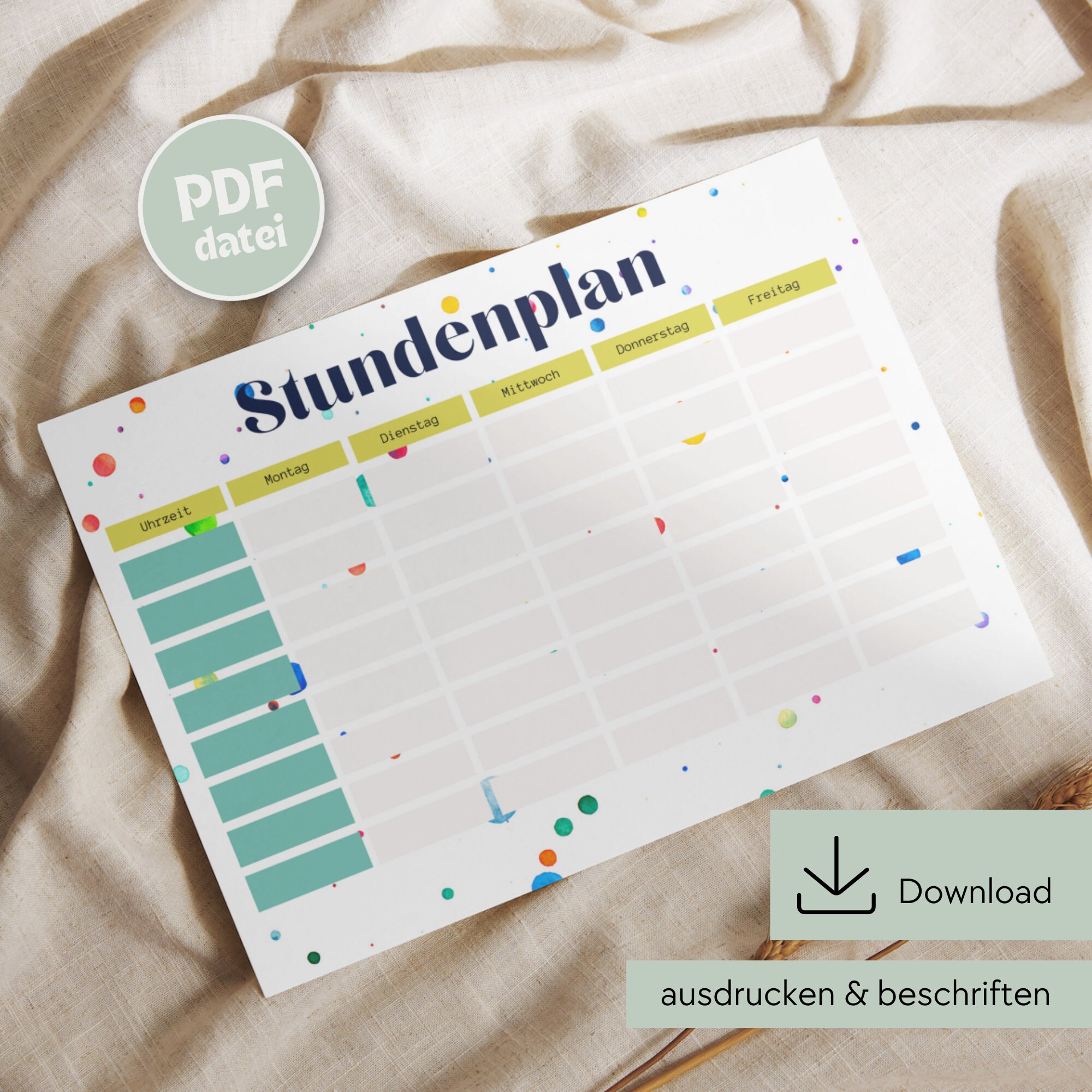 Timetable to print, timetable download, timetable DIN A4, timetable PDF printable, timetable digital, timetable school