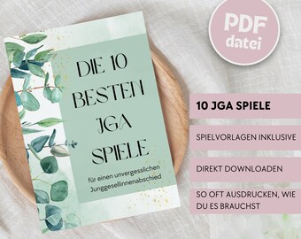 JGA Games Set PDF | Printable Games for Hen Parties | Bachelorette Party Games Bundle | JGA Games Download German
