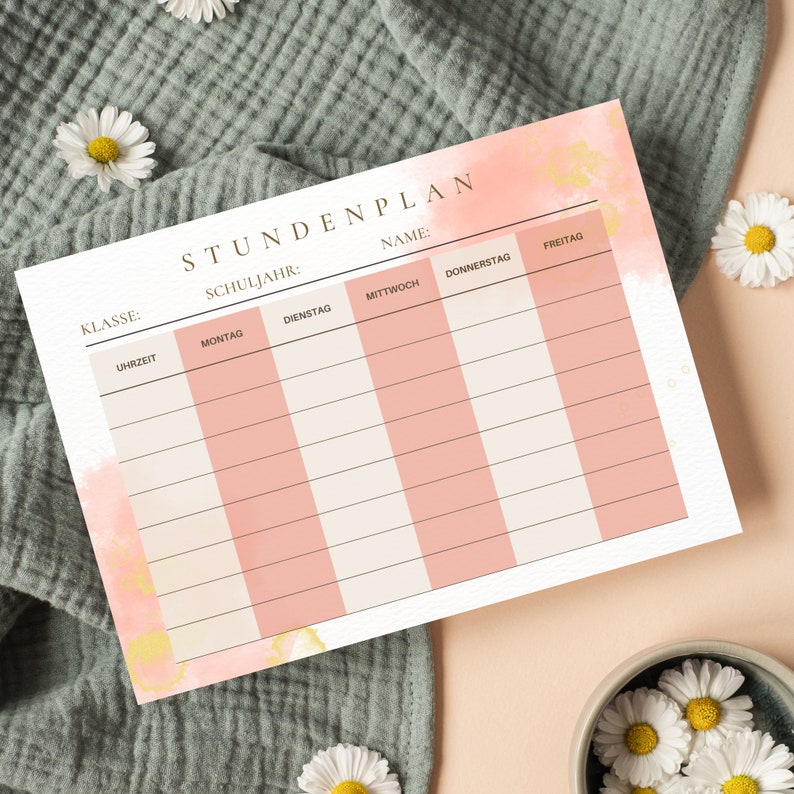 Stundenplan zum Ausdrucken, Stundenplan Download, Stundenplan DIN A4
