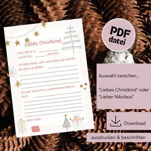 Wunschzettel für Kinder, Weihnachtswunschzettel, Wunschzettel Weihnachten Christkind, Wunschzettel Nikolaus, Digitaler Download Wunschzettel