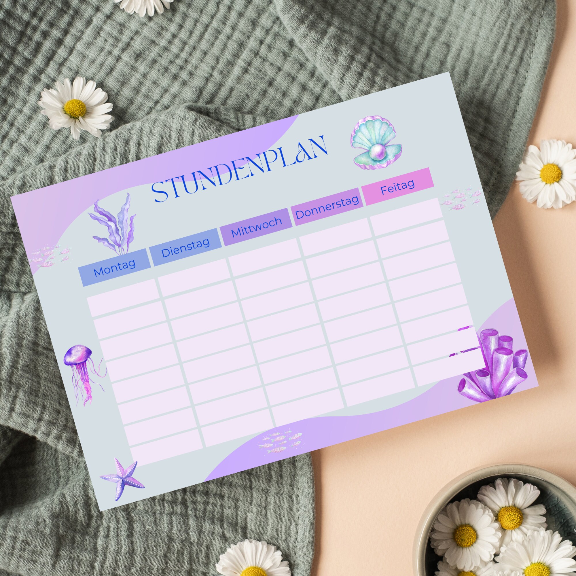 Stundenplan zum Ausdrucken, Stundenplan Download, Stundenplan DIN A4