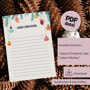 Wunschzettel für Kinder, Weihnachtswunschzettel, Wunschzettel Weihnachten Christkind, Wunschzettel Nikolaus, Digitaler Download Wunschzettel