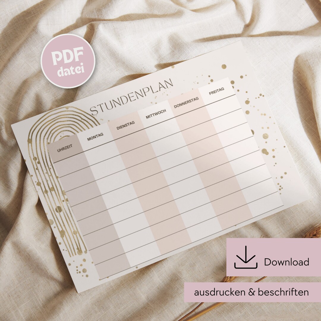 Stundenplan zum Ausdrucken, Stundenplan Download, Stundenplan DIN A4