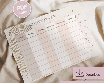 Timetable to print, timetable download, timetable DIN A4, timetable PDF printable, timetable digital, timetable school