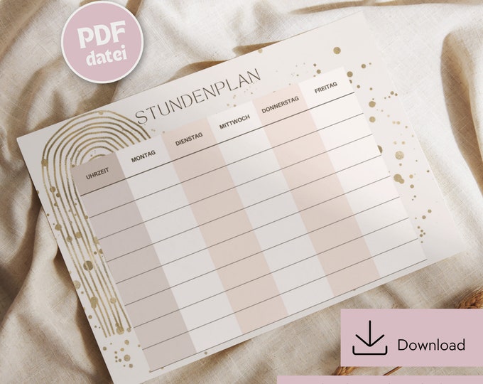 Stundenplan zum Ausdrucken, Stundenplan Download, Stundenplan DIN A4