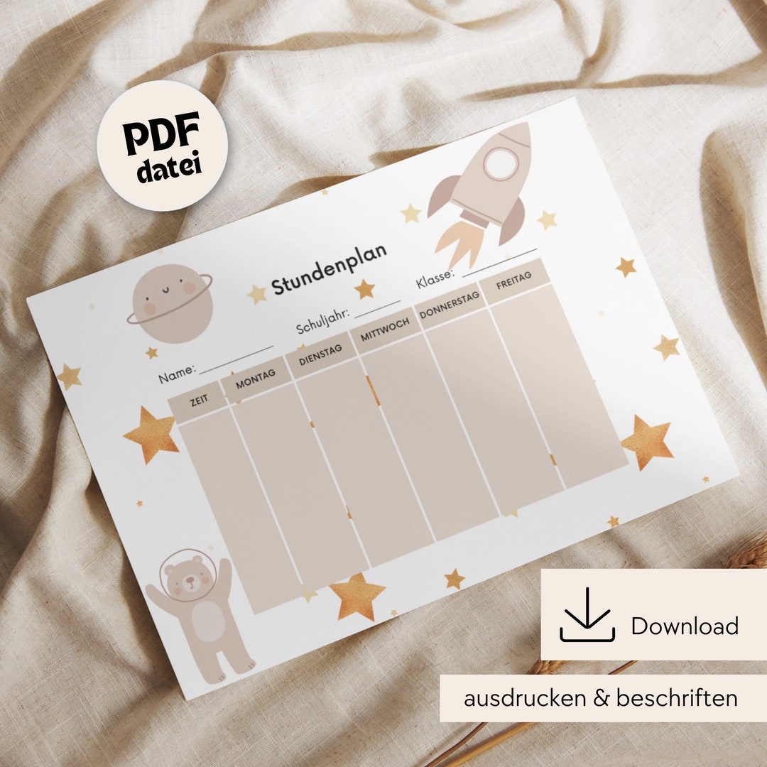 Stundenplan zum Ausdrucken, Stundenplan Download, Stundenplan DIN A4