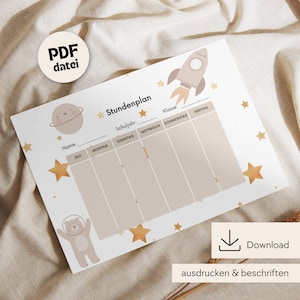 Timetable to print, timetable download, timetable DIN A4, timetable PDF printable, timetable digital, timetable school