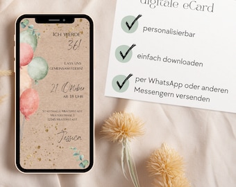 digitale verjaardagsuitnodiging, digitale verjaardagsuitnodiging, eCard verjaardag, uitnodiging versturen via WhatsApp, gepersonaliseerde uitnodiging