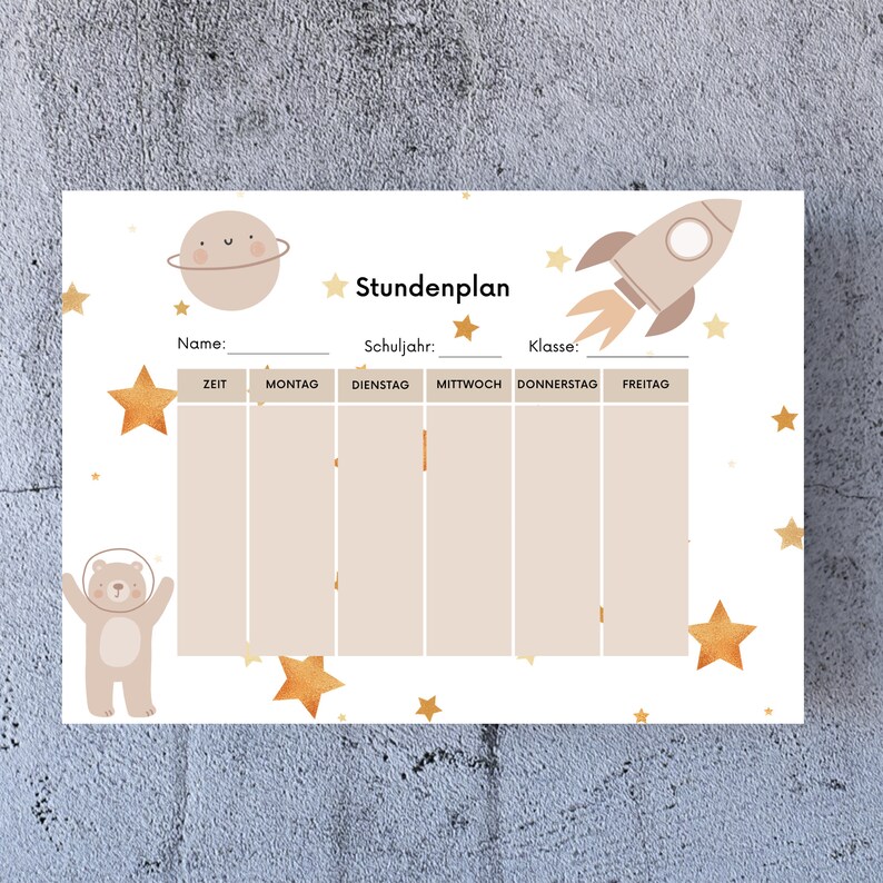 Stundenplan zum Ausdrucken, Stundenplan Download, Stundenplan DIN A4