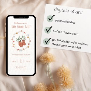Digitale Baby Shower Einladung, eCards Babyparty, Babyshower Einladungskarte, Gender Reveal Einladung digital, WhatsApp Einladung Babyparty