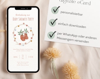 Digital Baby Shower Invitation | Baby Shower Invitation PNG | Canva Template Baby Shower Invitation DIY | Instant Download Baby Shower Invitation