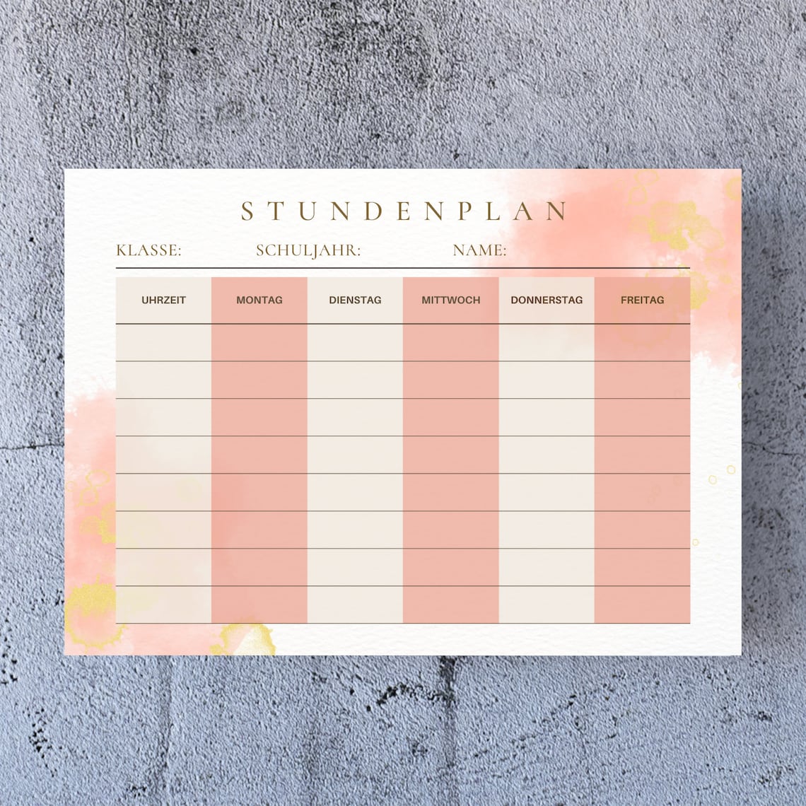 Stundenplan zum Ausdrucken, Stundenplan Download, Stundenplan DIN A4