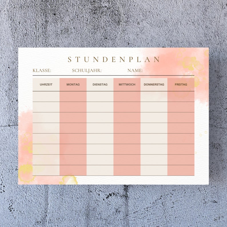 Stundenplan zum Ausdrucken, Stundenplan Download, Stundenplan DIN A4 ...