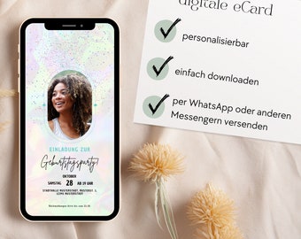 digitale verjaardagsuitnodiging, digitale verjaardagsuitnodiging, eCard verjaardag, uitnodiging versturen via WhatsApp, gepersonaliseerde uitnodiging
