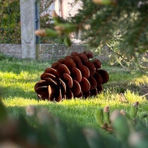 Rustic Pine Cone Steel Sculpture – Timeless Elegance in Weathered steel | perfect art  for outdoor |  size 45 cm x 35 cm