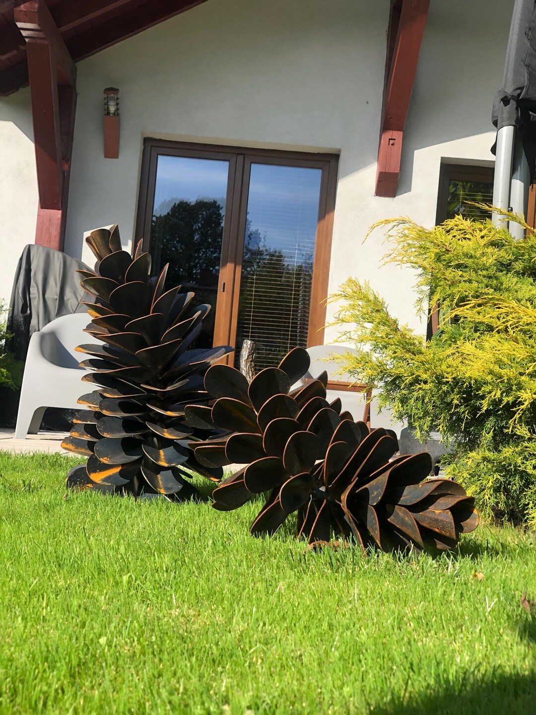 Pine Cone Rusty Sculpture, Garden Art, Garden Decorations, Metal ...