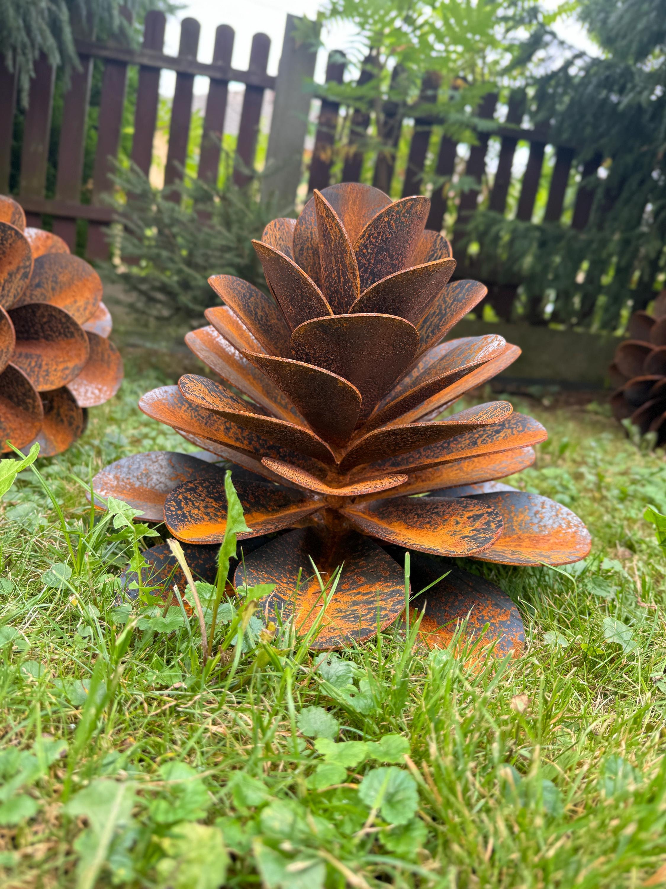 Rusted Pine Cone Sculpture - Adorn Your Garden, unique metal sculpture, size 45 cm x 35 cm