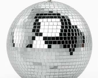 Hanging Mirror Disco Ball | Glittery Silver Glam for Disco & Parties | 25cm/ 10" Size