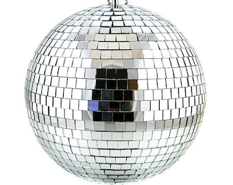 GLITTER BALL 200mm 8 Inch Mirror Ball Lightweight Silver for Disco & Parties