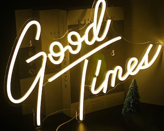GOOD TIMES Neon Warm White Led Light Hanging Sign 40cm x 33cm - USB Rechargeable