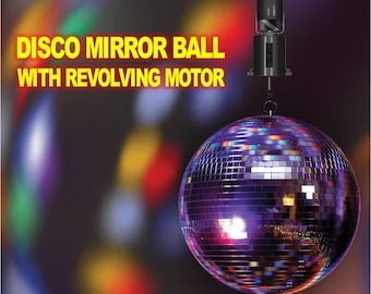 Rotating Glitter Mirror Disco Hanging Ball, Silver 15cm/6" with Motor
