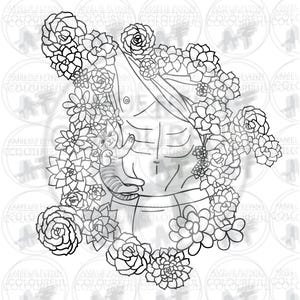 Cat Daddies “Stretch” Hunk with Kitten Adult Coloring Page (Stress Relief, Mindfulness, Relaxation)