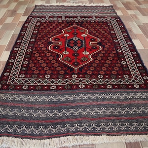 Most beautiful And Unique Handmade Oriental Area Rug 3&#39;0x5&#39;0 ft Afghan Vintage Rug, Turkmen Geometric Antique fine Rug, Livingroom Decor Rug