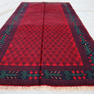 Schöner Und Einzigartiger Handgefertigter Orientalischer Teppich 3&#39;4x6&#39;7 ft Afghanischer Vintage-Teppich, Turkmenischer Geometrischer Antiker feiner Teppich, Wohnzimmer-Dekor-Teppich