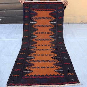 Antique Kilim Rug, 2&#39;1x4&#39;6 ft Afghan Handmade Flatweave Soumak Kilim, hand knotted wool rug, Turkmen Oriental Rug, Livingroom, Bedroom Rug
