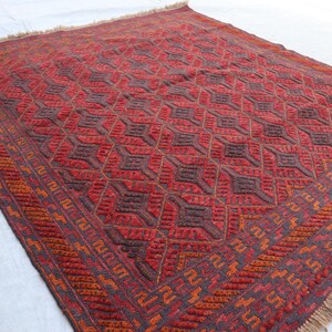 5&#39;3x5&#39;10 Afghan Antique Maliki Nakhunak Rug, Handmade Wool Area Rug, Afghan Maliki Kilim Rug, Living Room Rug, Authentic Genuine Kilim Rug