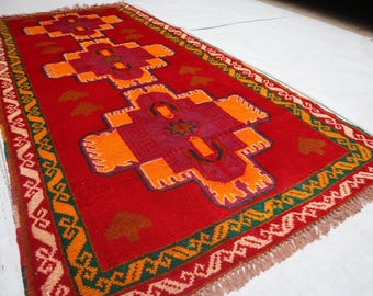 Tapis vintage tribal afghan 3'0x6'4 tapis baloutche, tapis oriental, tapis antique fait main, tapis turkmène de salon en excellent état