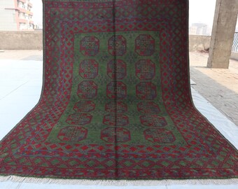 Turkmen Akhcha Area rug 6&#39;10x9&#39;6 ft Afghan Akhcha Handmade Area Rug, Home decor High Pile Rug Living room rug Tribal Rug Bedroom Office rug